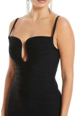Salma Plunge Neckline Midi Dress