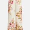 Sama Floral Cotton Flared Pants in Ivory