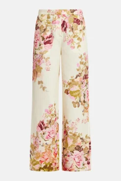 Sama Floral Cotton Flared Pants in Ivory