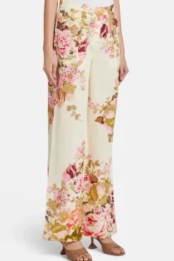 Sama Floral Cotton Flared Pants in Ivory