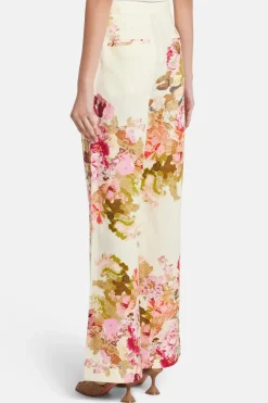 Sama Floral Cotton Flared Pants in Ivory