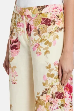 Sama Floral Cotton Flared Pants in Ivory