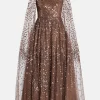 Scatter Dot Cape Evening Dress