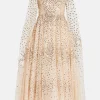 Scatter Dot Cape Evening Dress