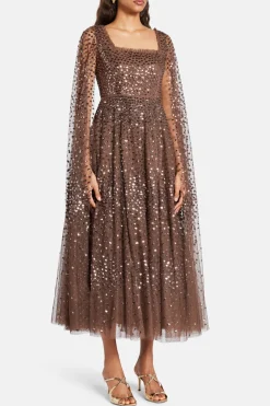 Scatter Dot Cape Evening Dress