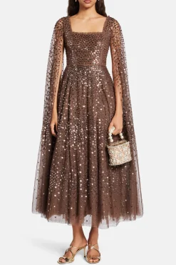 Scatter Dot Cape Evening Dress