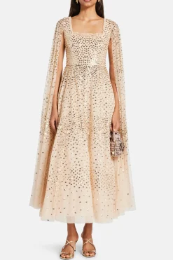 Scatter Dot Cape Evening Dress