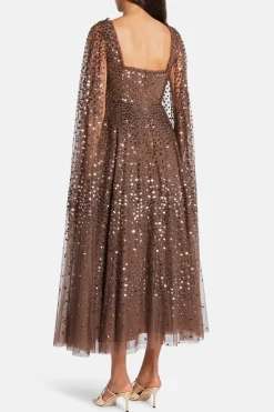 Scatter Dot Cape Evening Dress