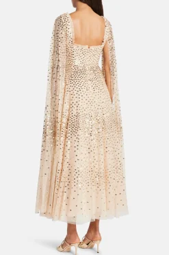 Scatter Dot Cape Evening Dress