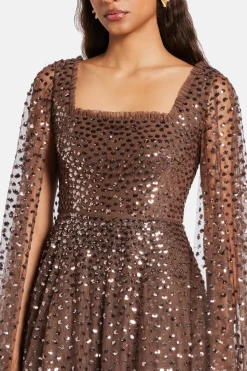Scatter Dot Cape Evening Dress
