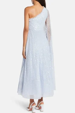 Scatter Dot One Shoulder Evening Dress