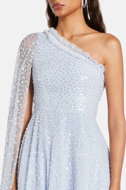 Scatter Dot One Shoulder Evening Dress