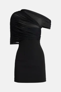 Selma Crepe Mini Dress in Black