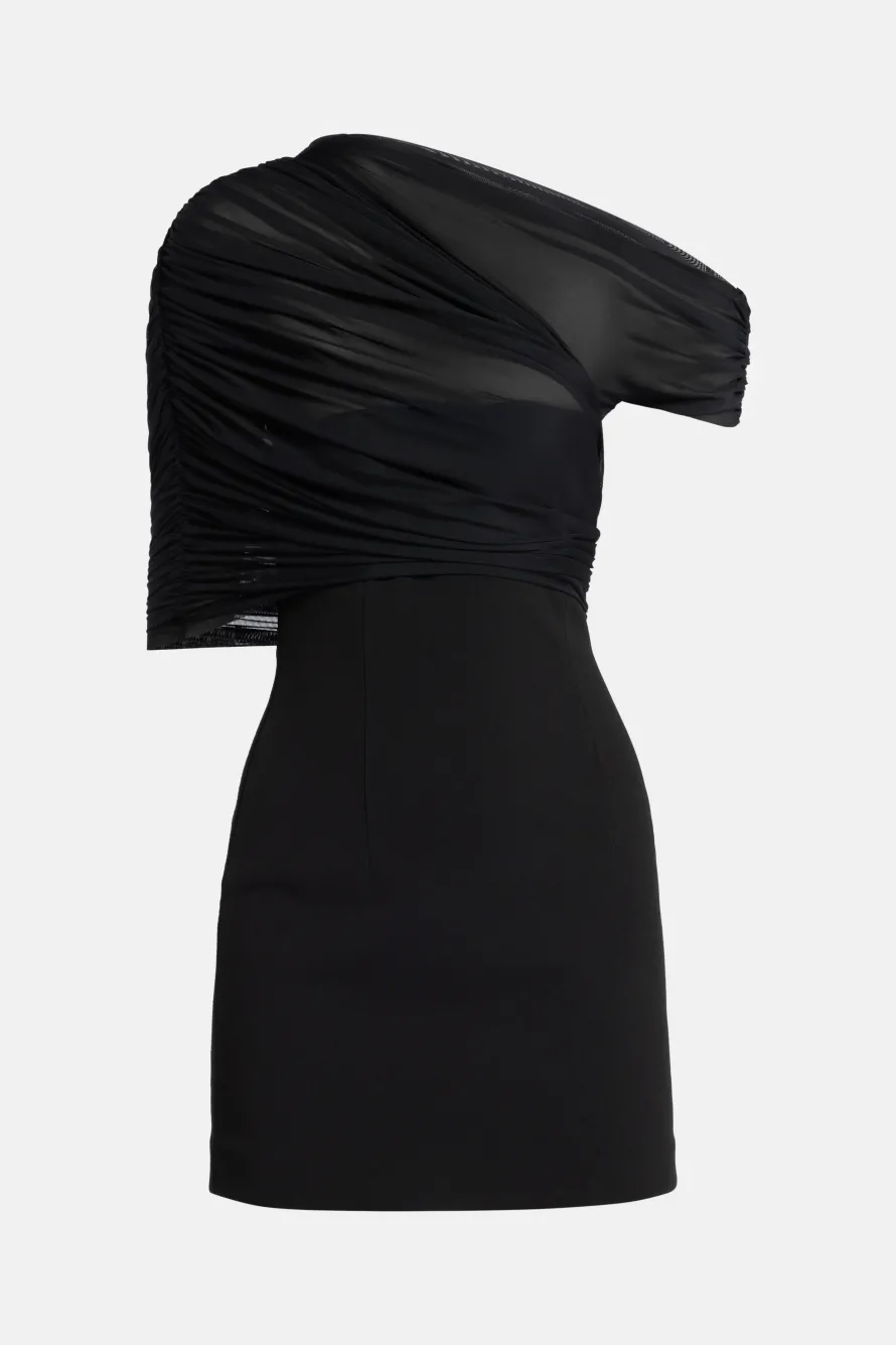 Selma Crepe Mini Dress in Black
