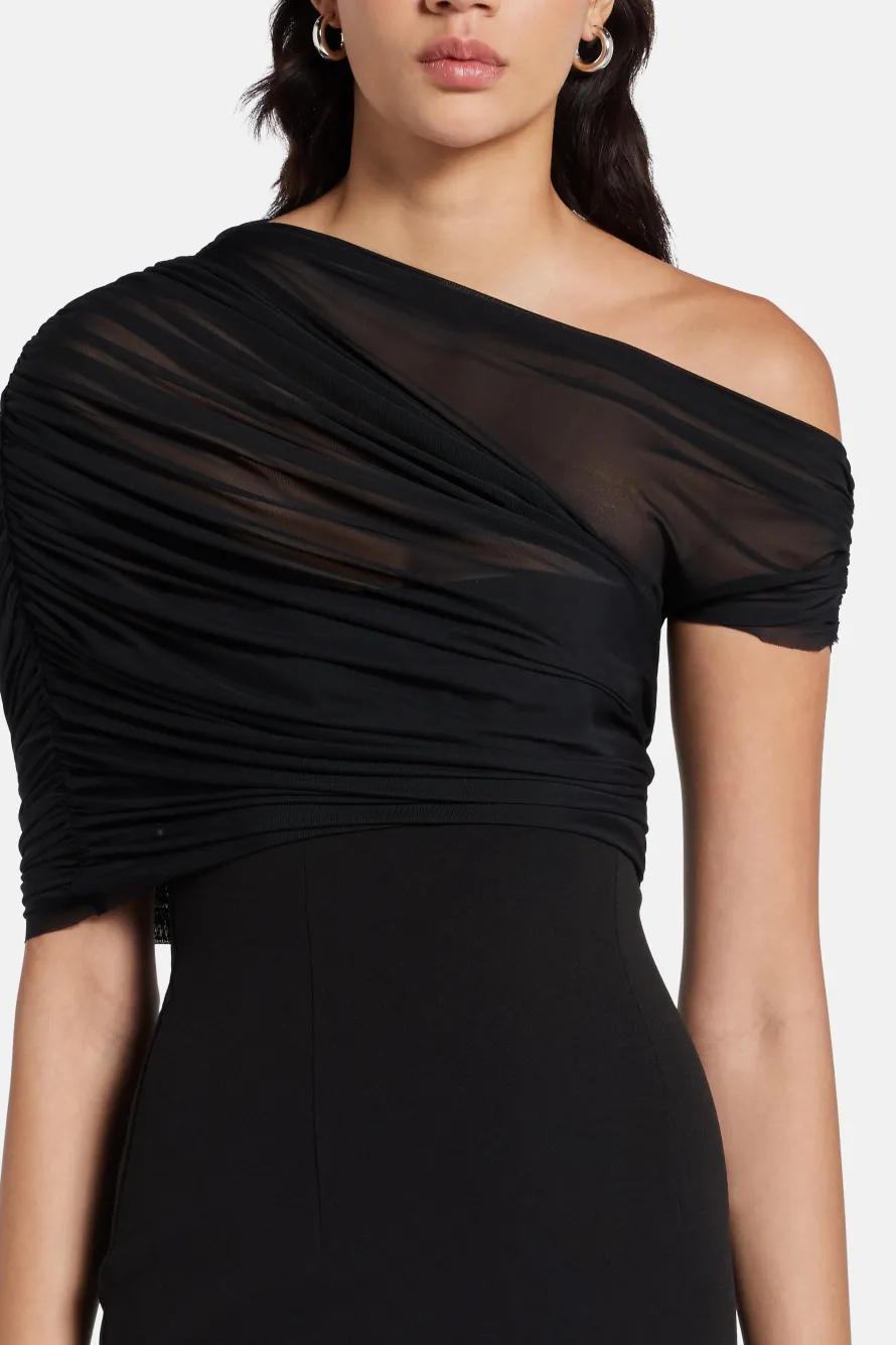 Selma Crepe Mini Dress in Black