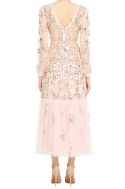 Sequin Chain V Neck Evening Dress