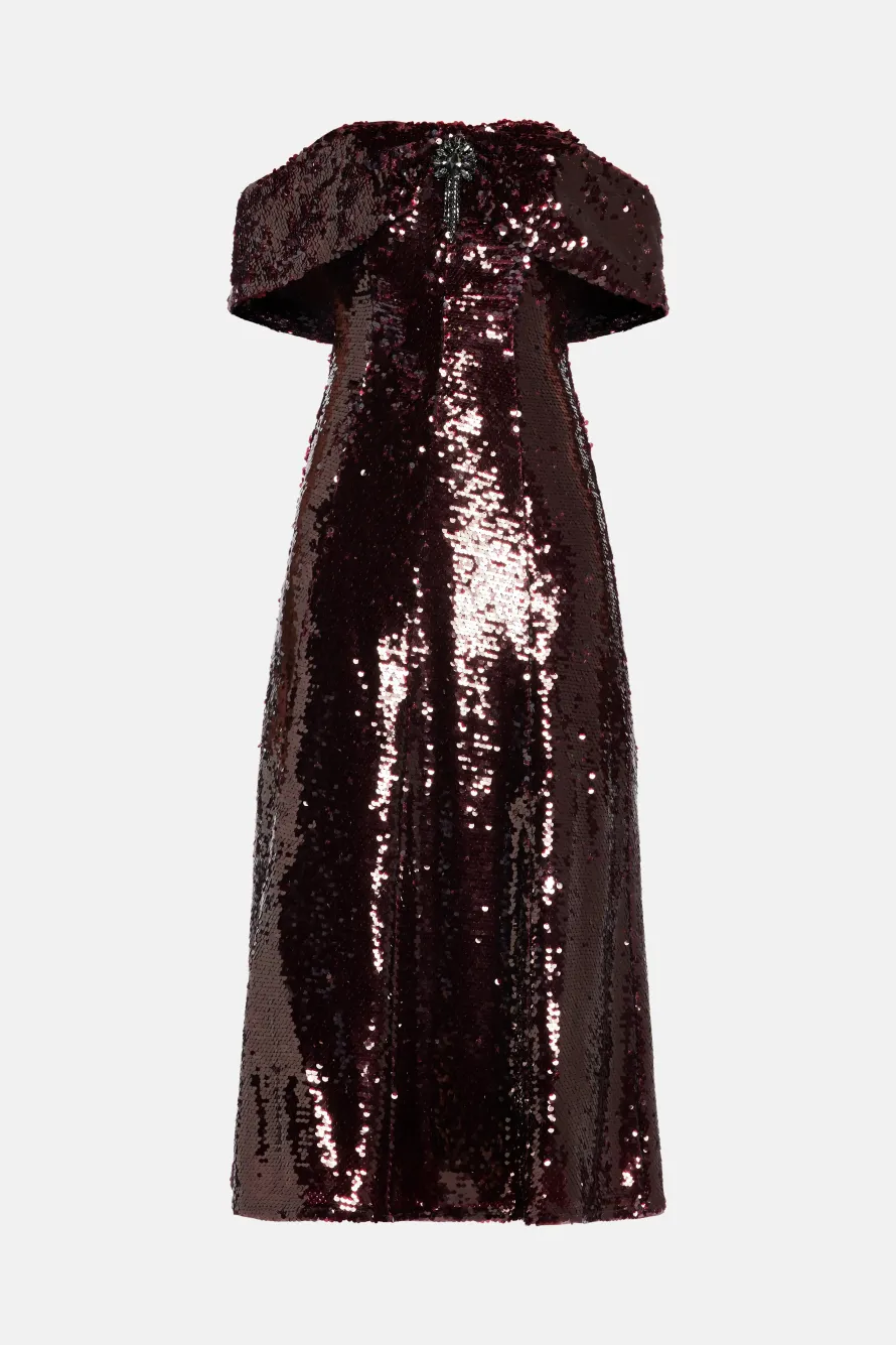 Sequin Off Shoulder Evening Dress