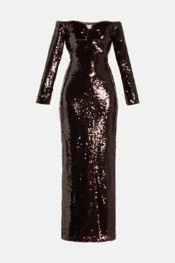 Sequin Off Shoulder Evening Dress
