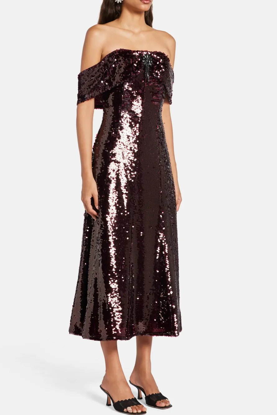 Sequin Off Shoulder Evening Dress