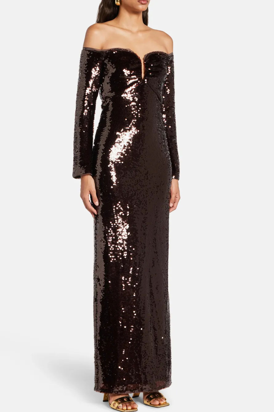 Sequin Off Shoulder Evening Dress