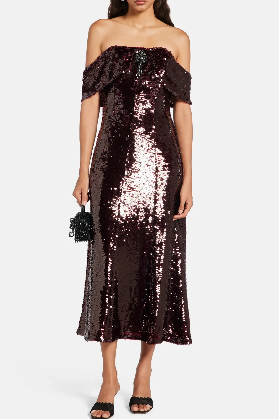Sequin Off Shoulder Evening Dress