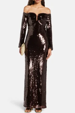 Sequin Off Shoulder Evening Dress