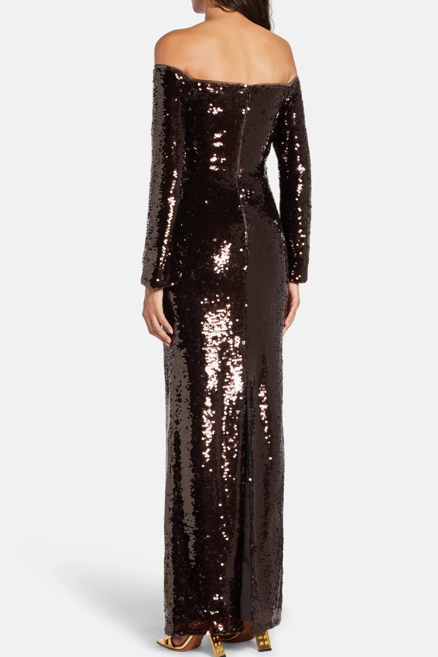 Sequin Off Shoulder Evening Dress