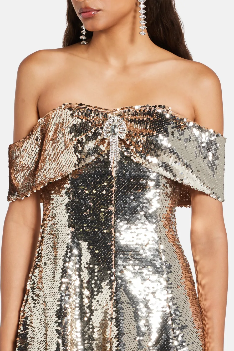 Sequin Off Shoulder Mini Dress