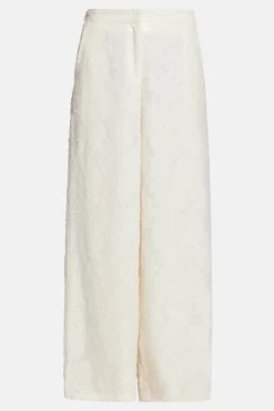 Sequin Wide Leg High Waist Trousers in White