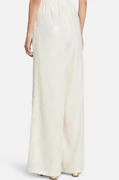 Sequin Wide Leg High Waist Trousers in White