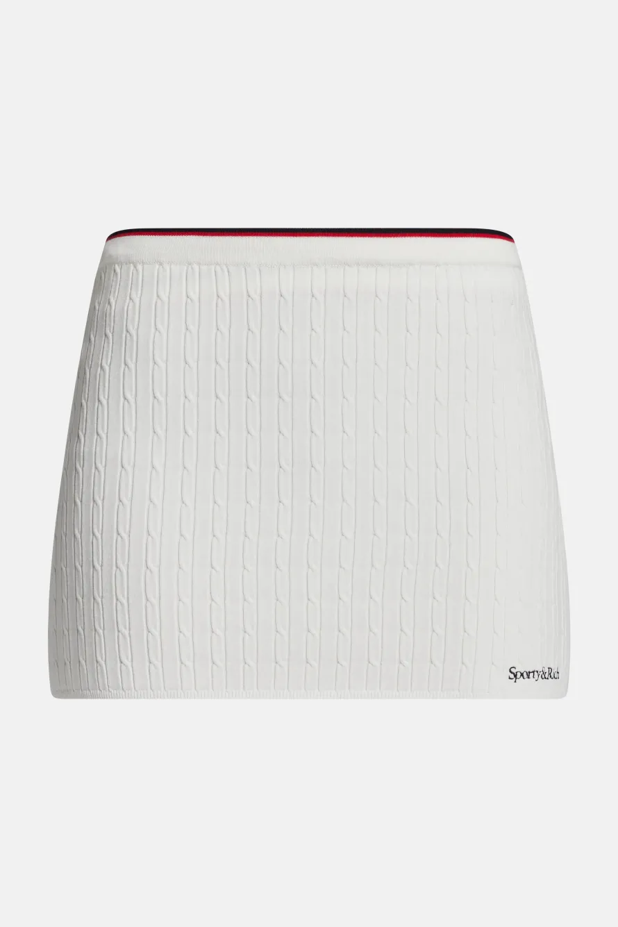Serif Logo Cable Mini Skirt in White