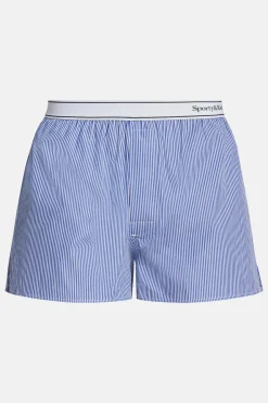 Serif Logo Cotton Boxer Shorts in Blue and White