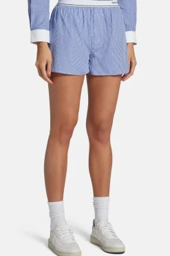 Serif Logo Cotton Boxer Shorts in Blue and White