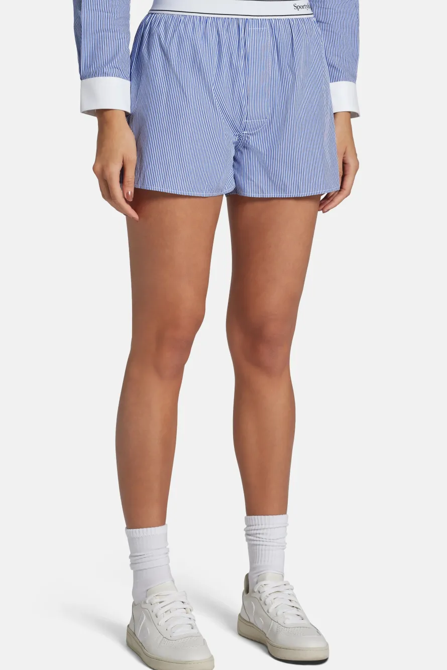 Serif Logo Cotton Boxer Shorts in Blue and White