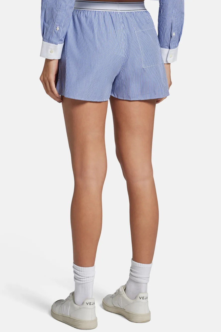 Serif Logo Cotton Boxer Shorts in Blue and White