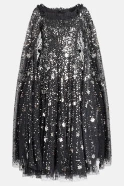 Shooting Stars Sequin Cape Evening Dress