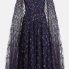 Shooting Stars Sequin Cape Evening Dress