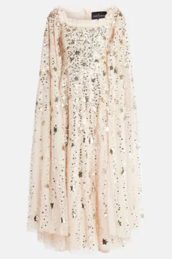 Shooting Stars Sequin Cape Evening Dress