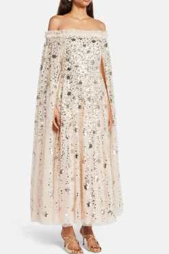 Shooting Stars Sequin Cape Evening Dress