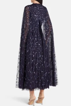 Shooting Stars Sequin Cape Evening Dress