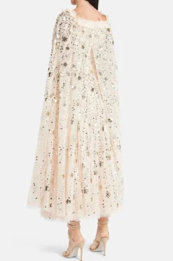 Shooting Stars Sequin Cape Evening Dress