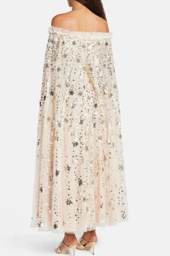 Shooting Stars Sequin Cape Evening Dress