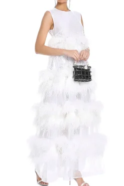 Sleeveless Feathered Anais Maxi Dress