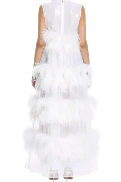 Sleeveless Feathered Anais Maxi Dress