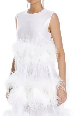 Sleeveless Feathered Anais Maxi Dress
