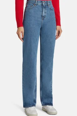Straight Loose Fit Denim Jeans in Blue
