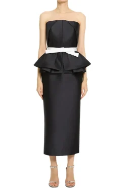 Strapless Belted Maxi Dress