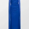 Stretch Tulle V Neck Cape Evening Gown