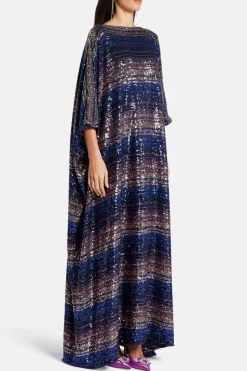 Striped Sequin Kaftan in Blue