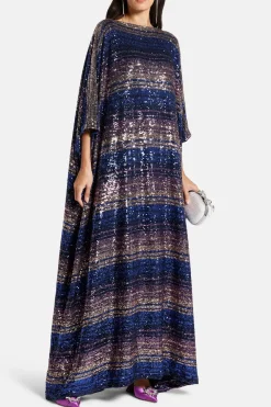 Striped Sequin Kaftan in Blue